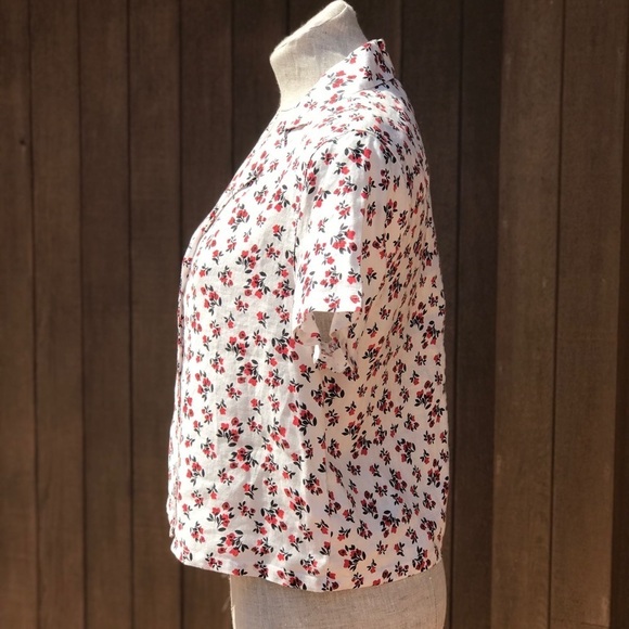 NEW Cynthia Rowley Floral Linen Shirt Red Small - Picture 3 of 8